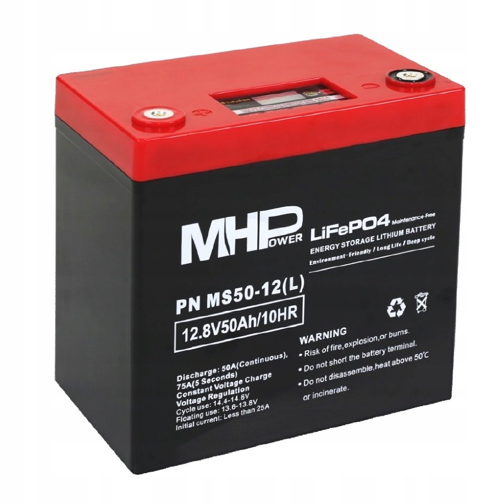 MHPower MS50-12(L) Lithium baterie LiFePO4 12V/50Ah, Terminál LC5 M8