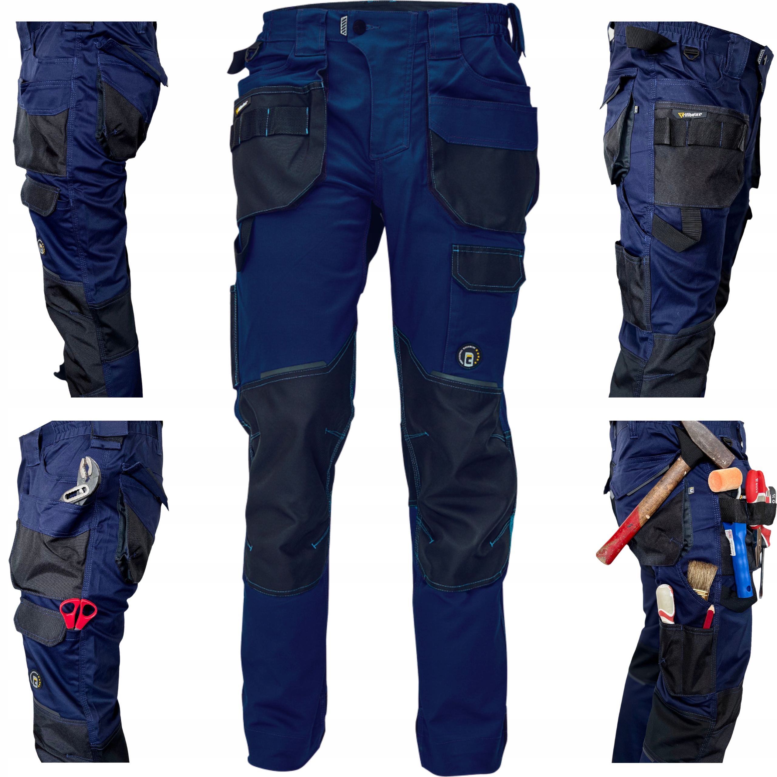 Dlouhé pracovní kalhoty Cerva Dayboro granátové vel. 50, elastické, moderní