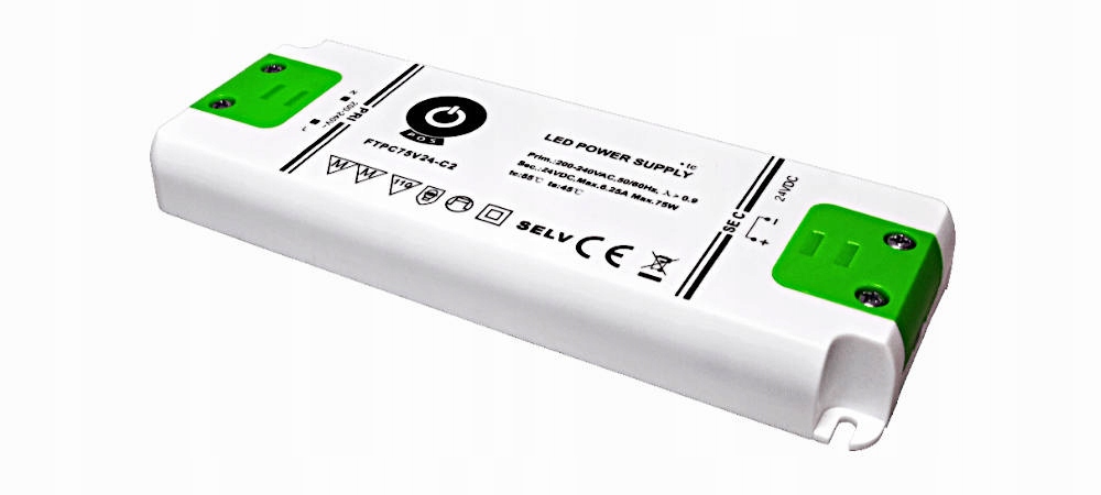 Zasilacz stałonapięciowy Led 24V/3.12A 75W, kompaktowy, wąski FTPC75V24-C2
