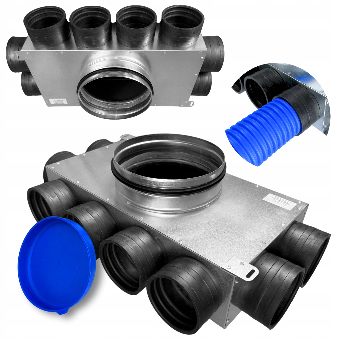 Rozvaděčový ventilační trubkový rozdělovač fi200 8x90 mm