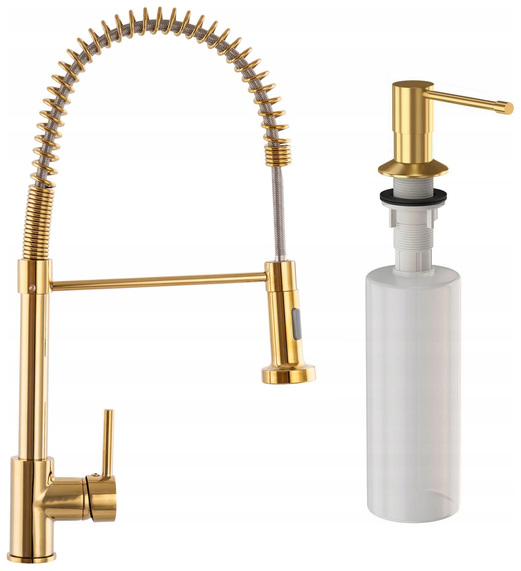 Zlatá Kuchynská Batéria Špirálová Dávkovač Zlatý