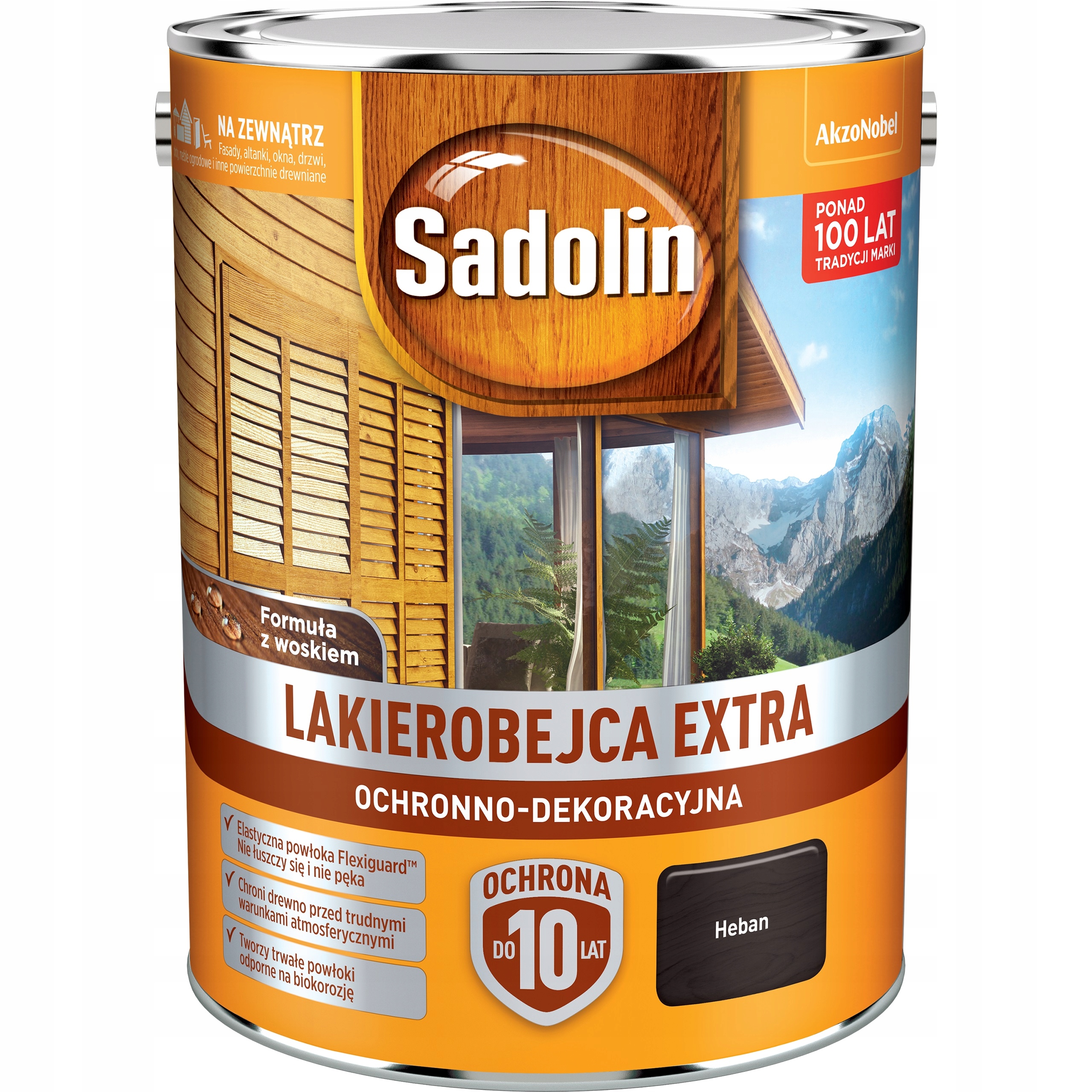 Sadolin Extra Lakierobejca Do Drewna Okien Elewacji Heban 5L