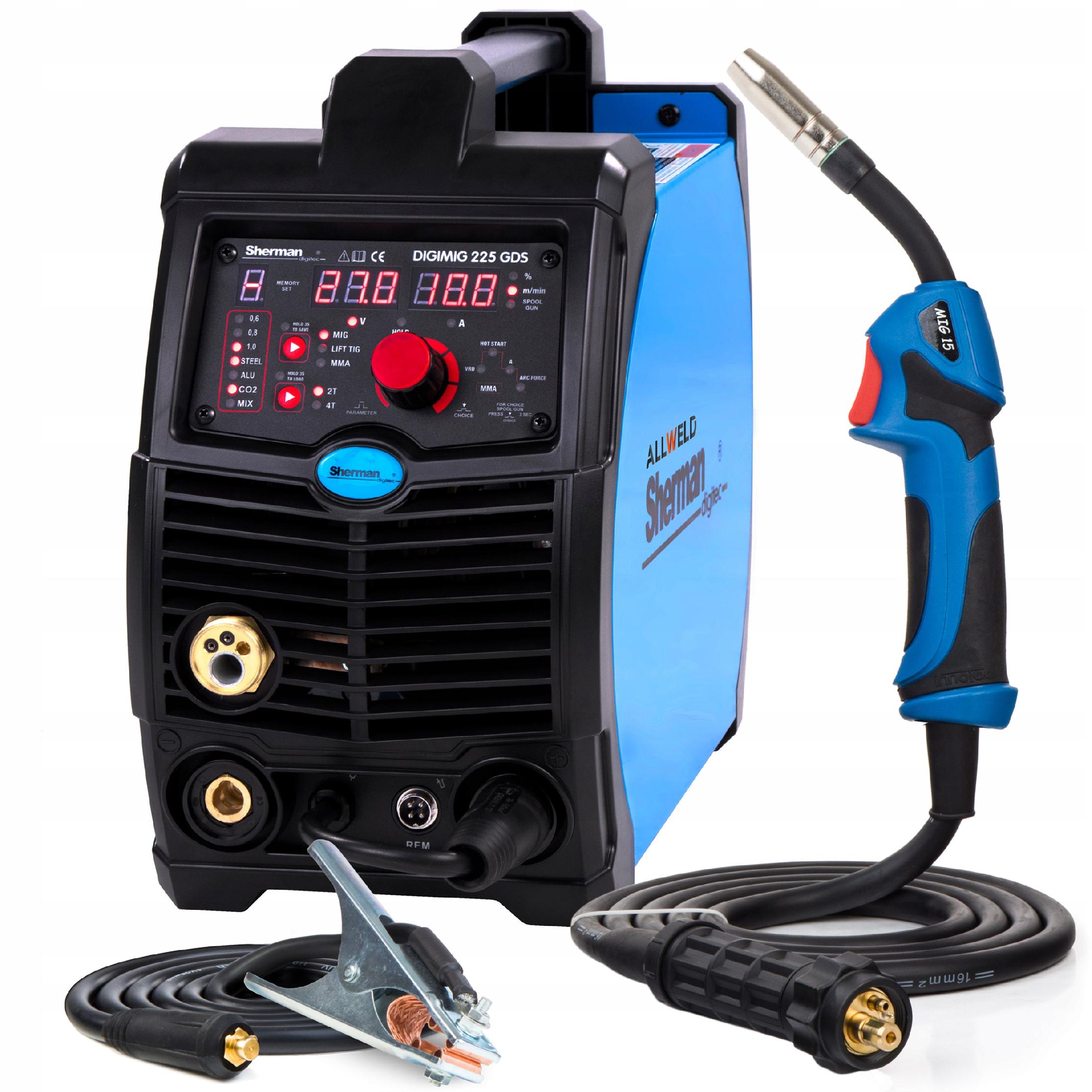 Poloautomatický Svařovací Stroj Sherman Digimig 225 Gds Mig Mag Mma Tig 230V 220A