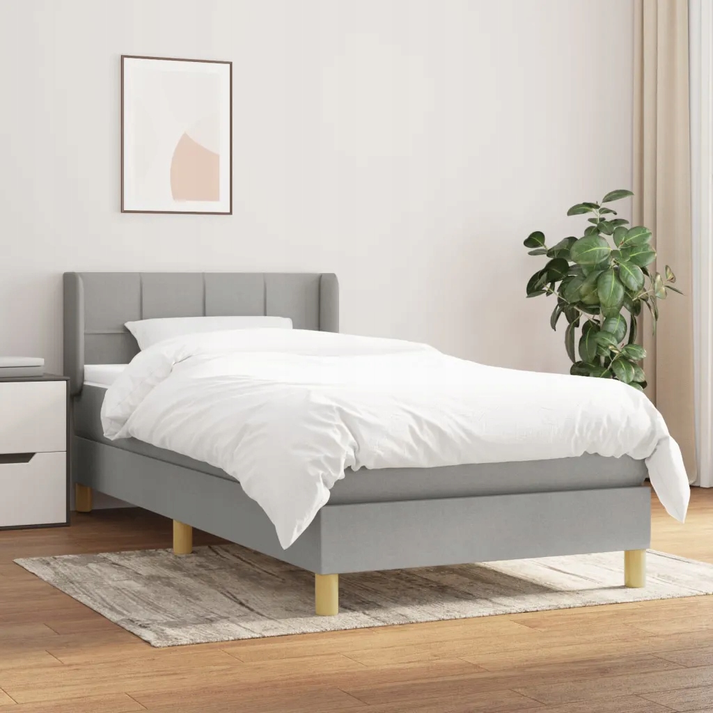 Box spring postel s matrací světle šedá 90x200 cm textil Šedá 3130241