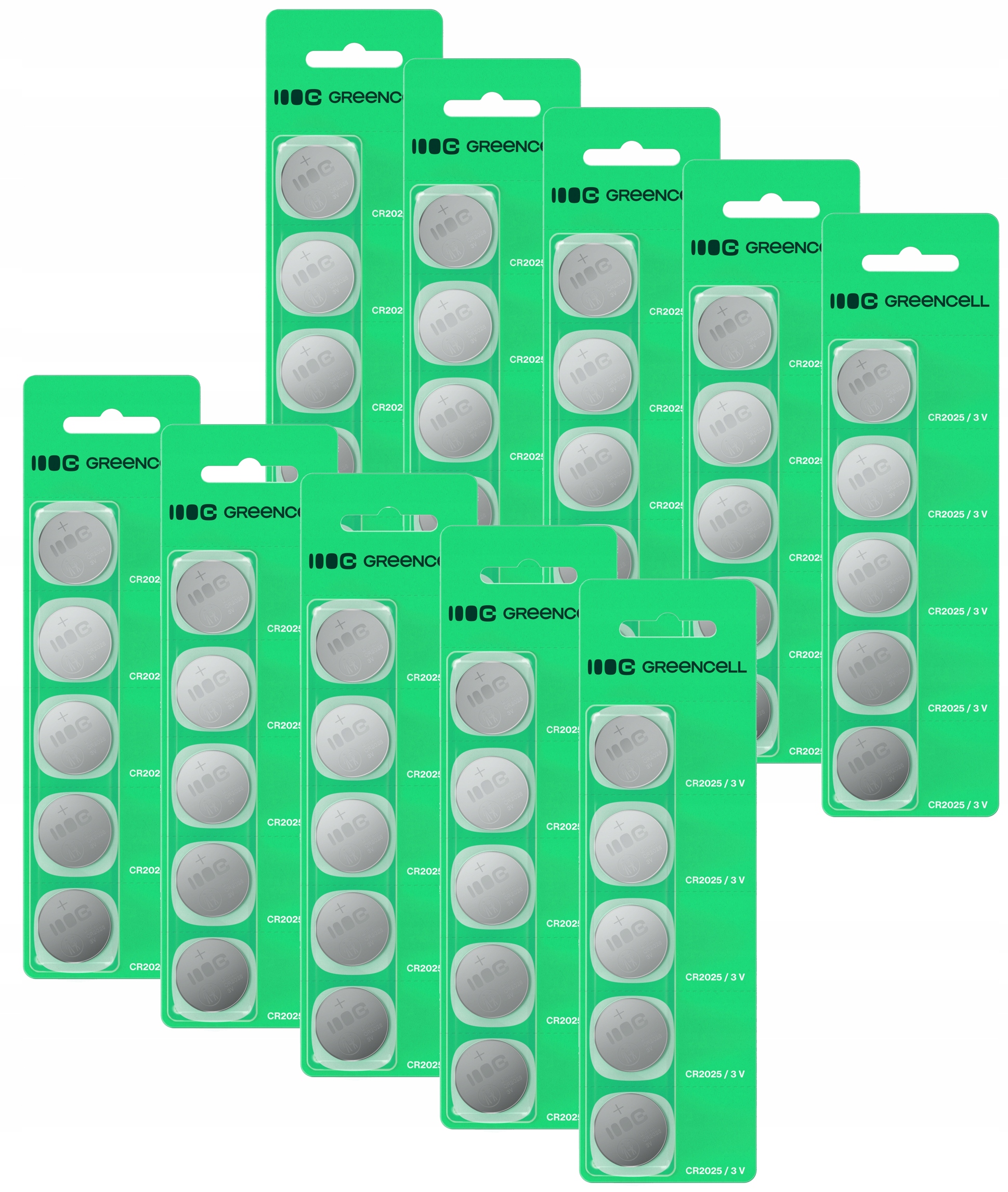 Greencell Lithiové Baterie CR2025 3V 160MAH 50 Kusů Knoflíkový Blistr