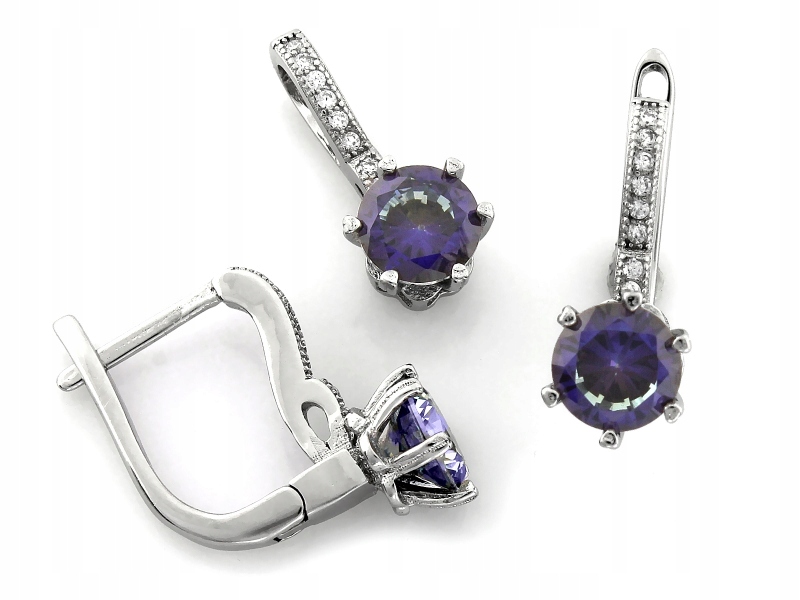 Stříbrný komplet 925, přívěsek s náušnicemi se zirkony a kamenem, dárek