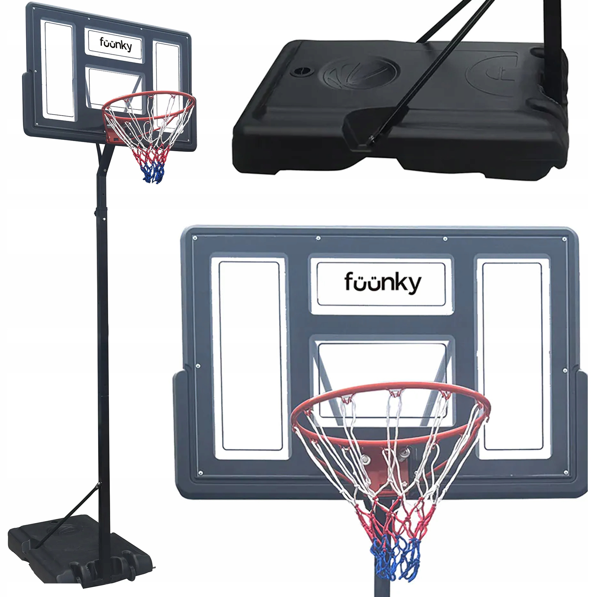 Kosz do Koszykówki Wolnostojący Mobilny Stabilny Tablica Obręcz z podstawą