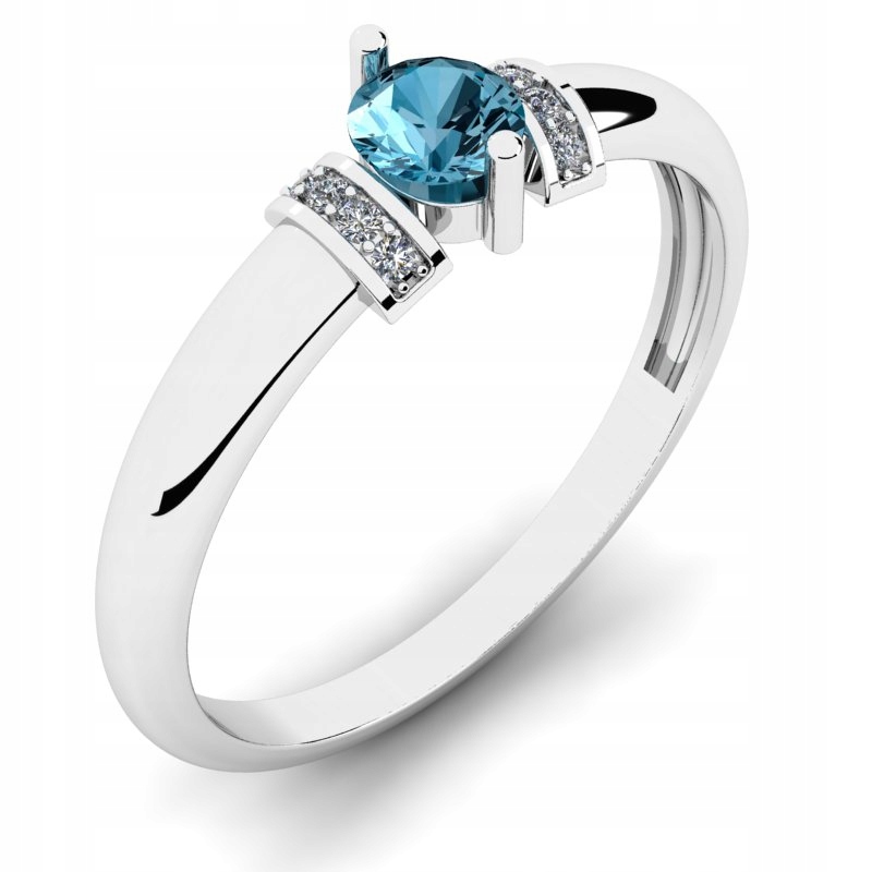 

Akwamarynowy Pierścionek Z Białego Złota