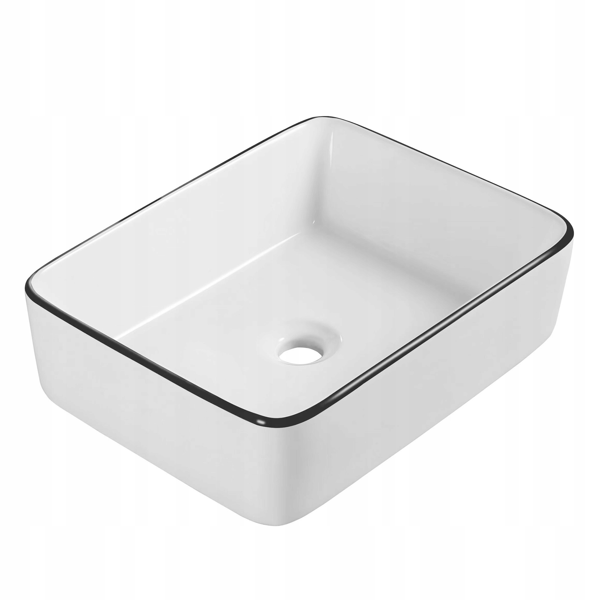 Keramická umyvadlová deska Obdélník Bílá Černá Forma 48,5x37,5x13,5