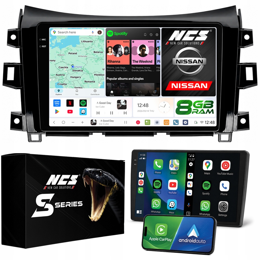 Rádio Navigace Ncs DS9 Nissan Navara IV 2015-2023 Android 8GB Lte 9″
