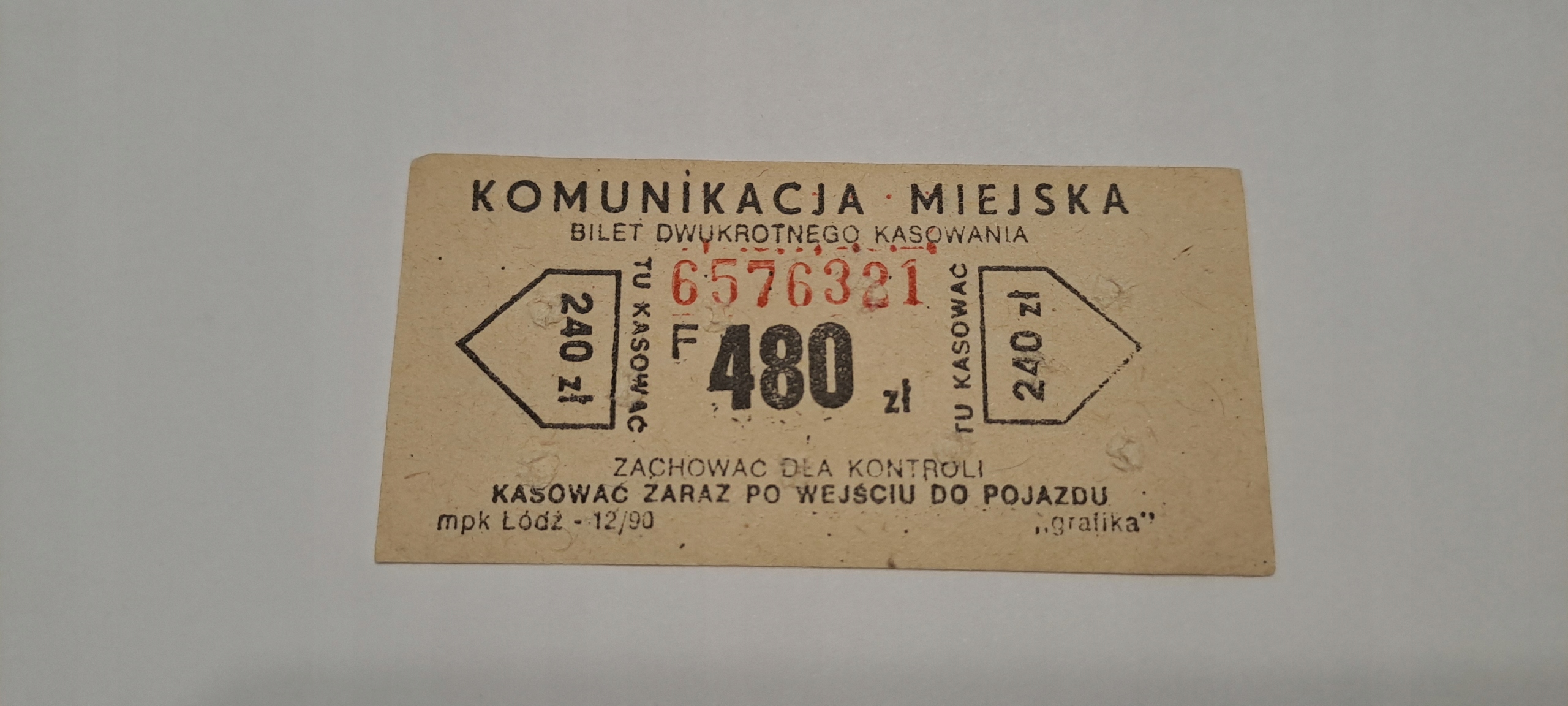 BILET MPK ŁÓDŹ 480zł (F)