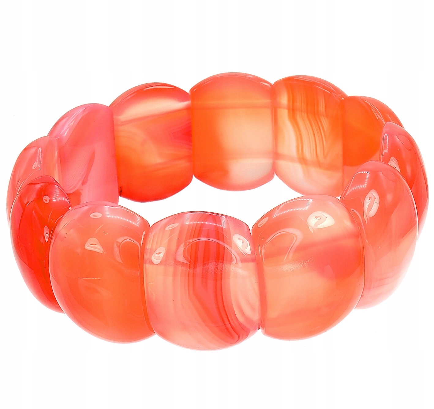 Růžový červený achát krásný přírodní náramek