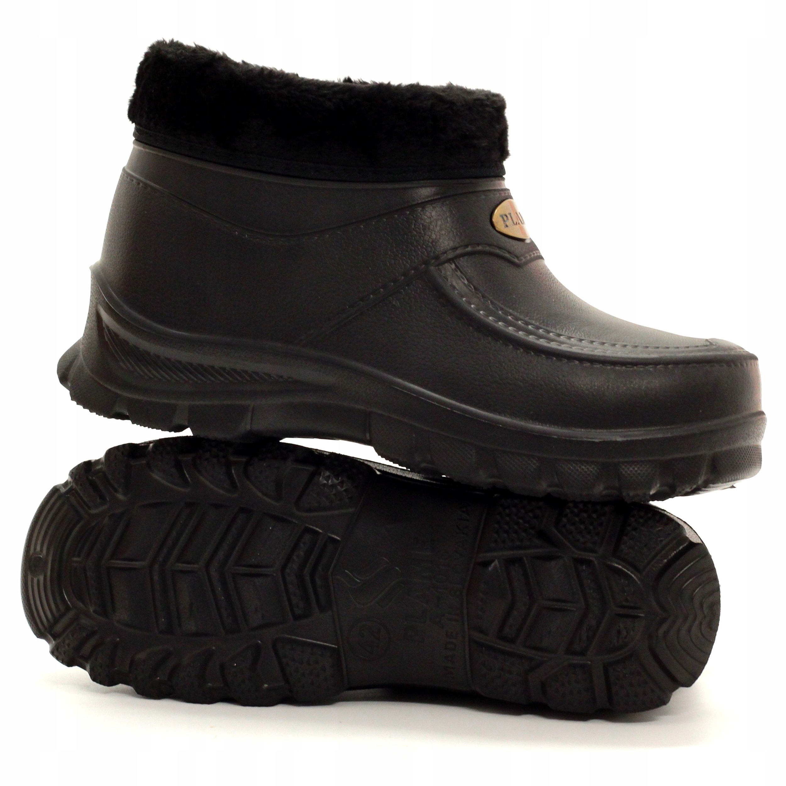 KALOSZE MĘSKIE GUMOWCE PIANKA CZARNE OCIEPLANE Długość wkładki 27.5 cm