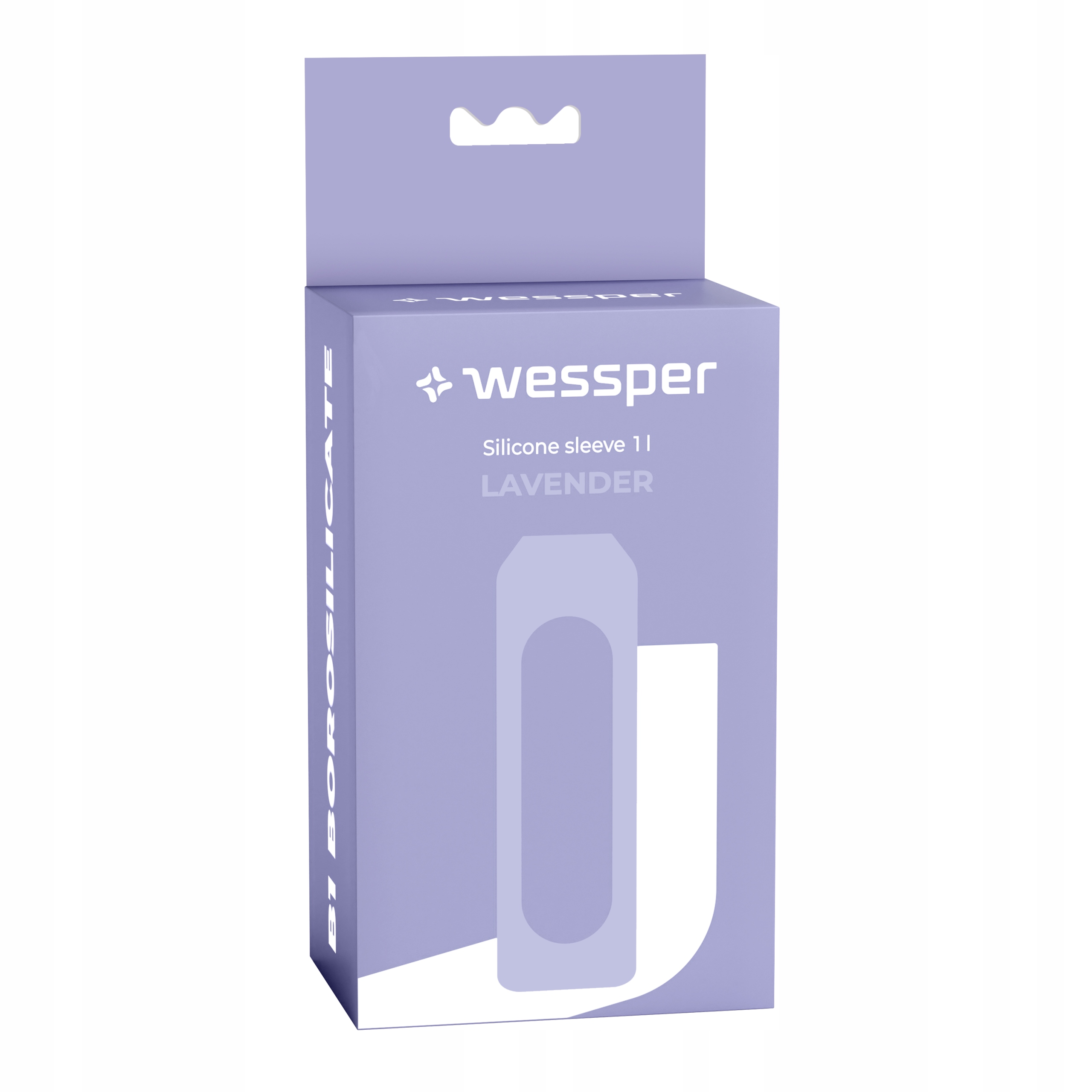 Silikonowe etui do butelki szklanej Wessper B1 Borosilicate 1l lawenda