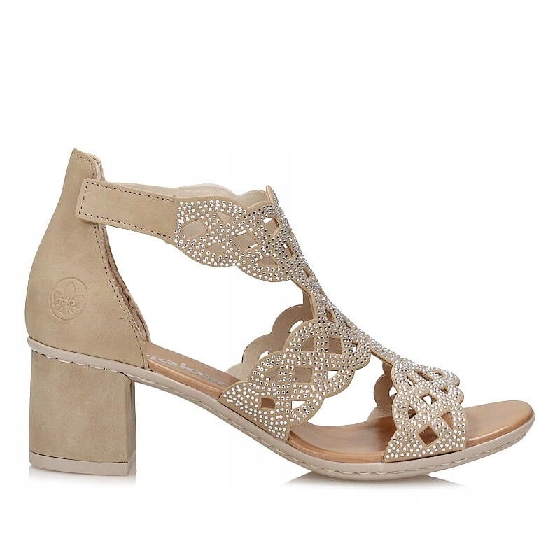 Dámské sandály Rieker 64773-61 béžové na podpatku