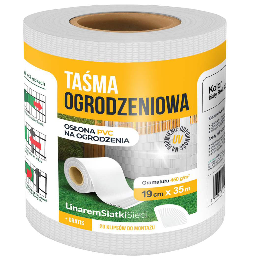 

Taśma Ogrodzeniowa Osłona Paneli Płot 19x35m Biała