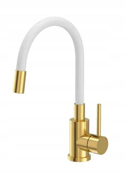 Kuchyňská baterie Flexi flexibilní ramínko Bílo Zlatá