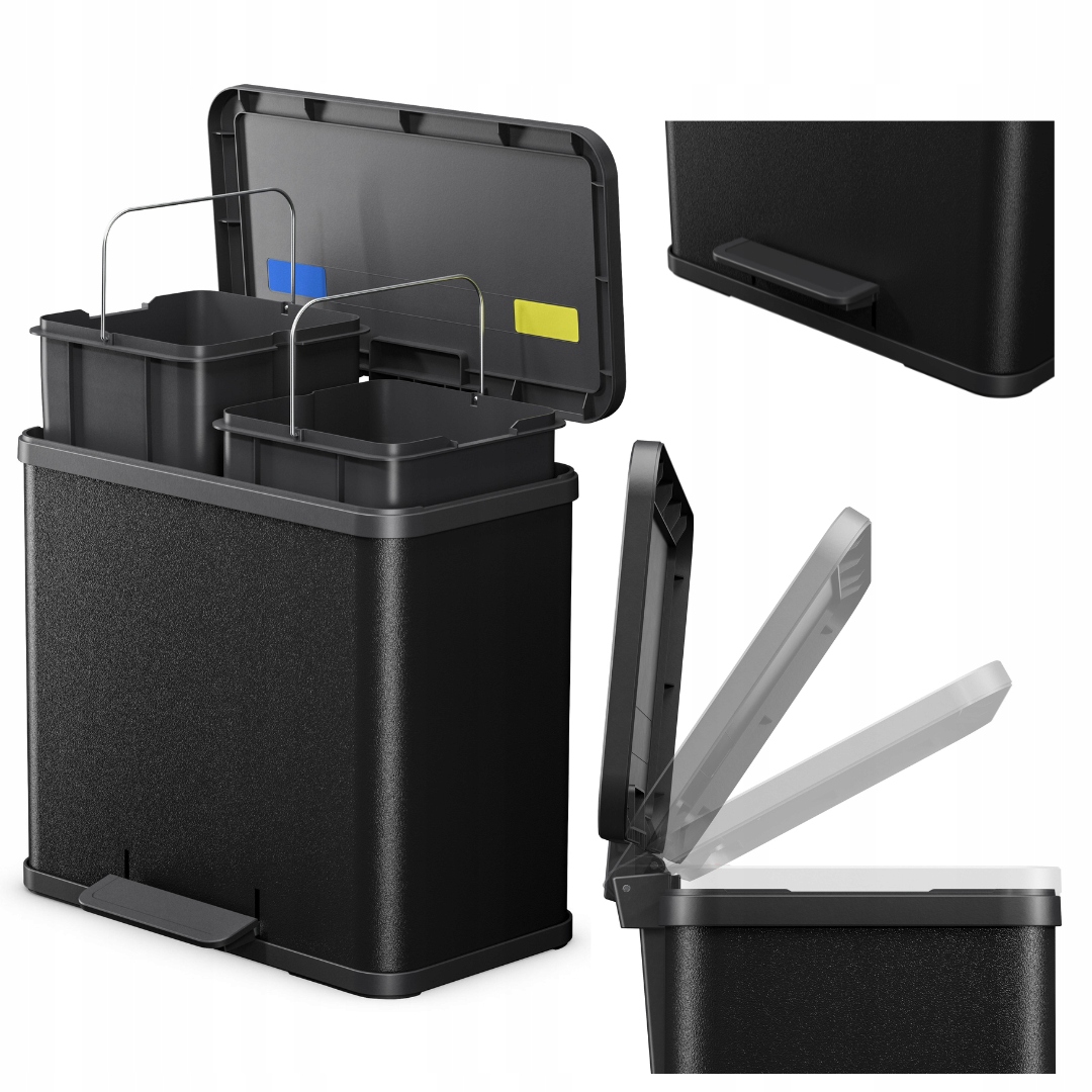 Levně Odpadkový koš, odpad Hailo Duo Plus M 2x9L (černá barva)