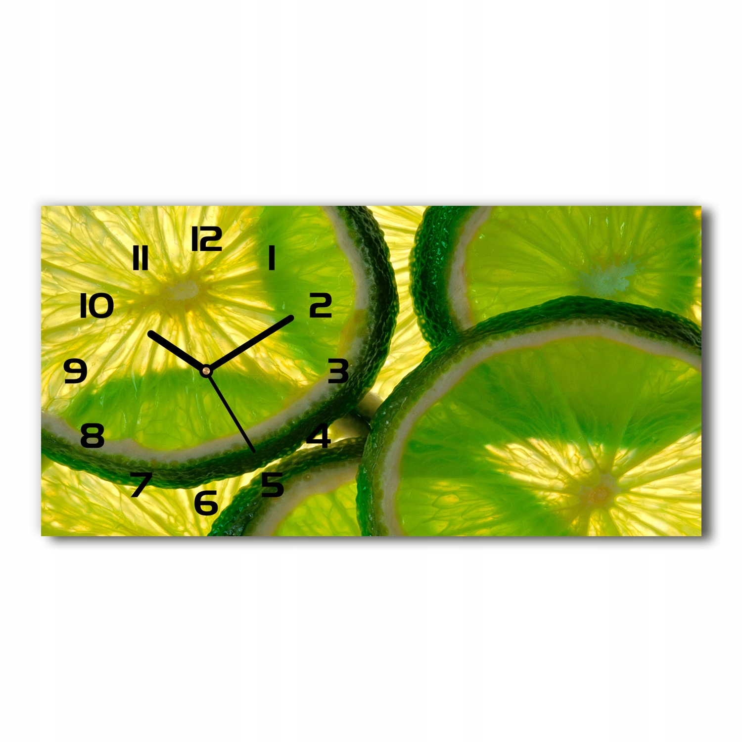 

Szklany zegar ścienny do salonu Limonka 60x30 cm