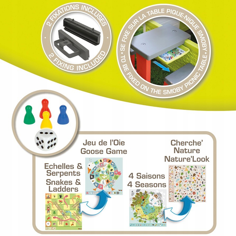 SMOBY GRY PLANSZOWE DO DOMKU OGRODOWEGO AKCESORIA Długość 34.5 cm