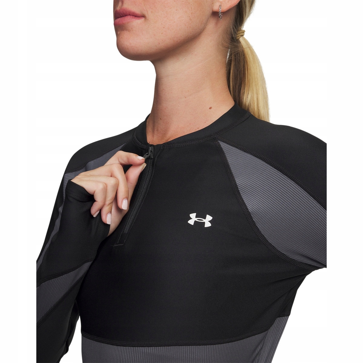 Under Armour Dámské tričko Under Armour Ua Hg Rib 1/4 Zip-BLK