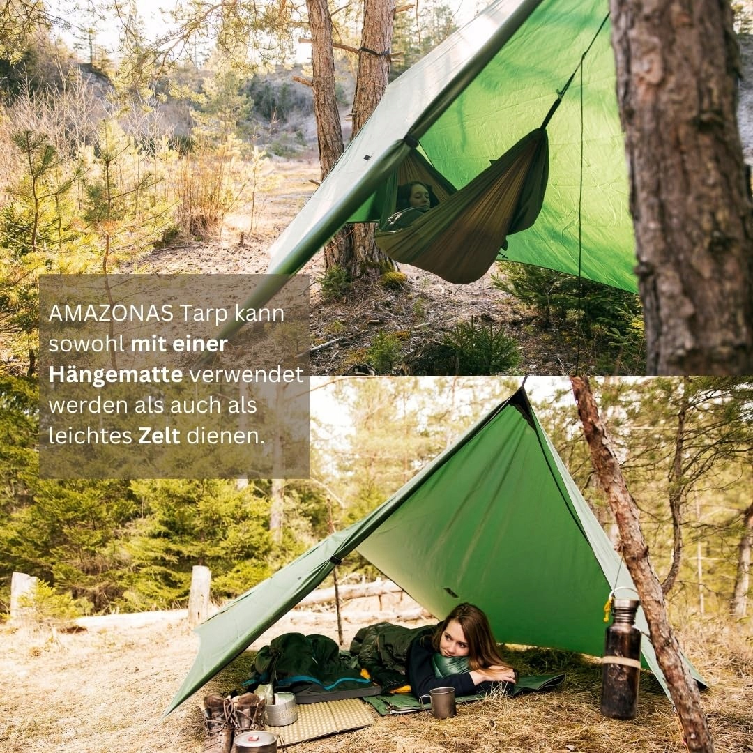 AMAZONAS Tarp Do Hamaka Ultralekki Z Ochroną Przed Wiatrem Na Kemping — miniatura 4