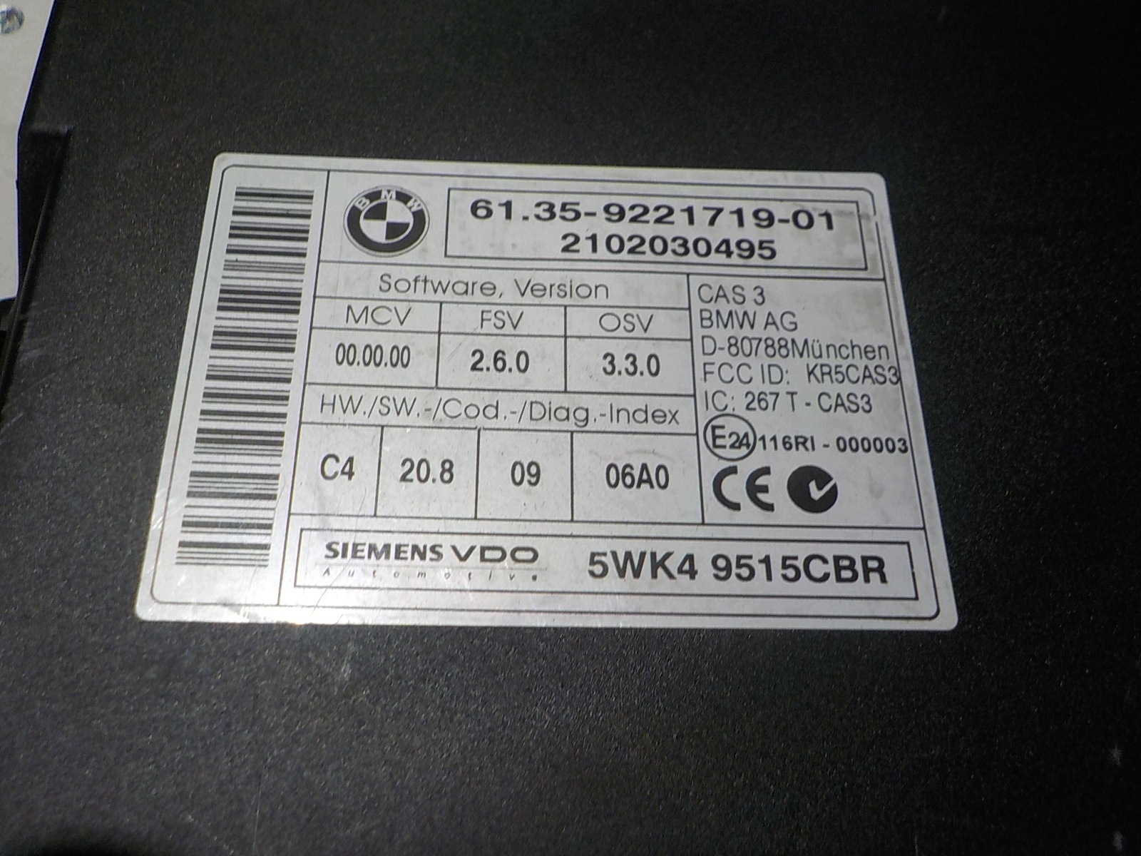 MINI MINI (R56) Module Lumières 6135 9221719 CAS3