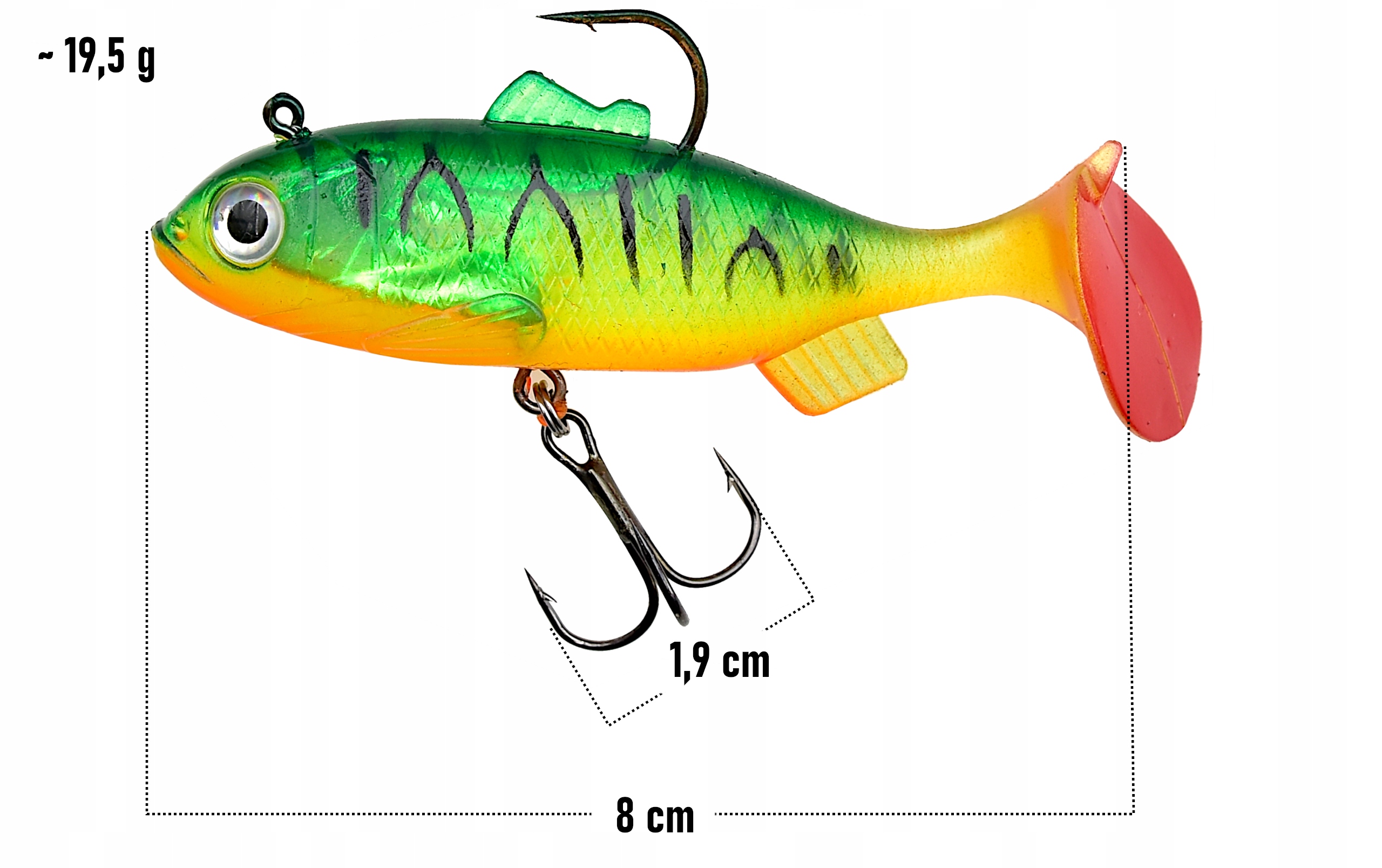 GUMA Uzbrojona w główkę jigową i kotwicę przynęta kopyto 8 cm 19,5 g Marka FL