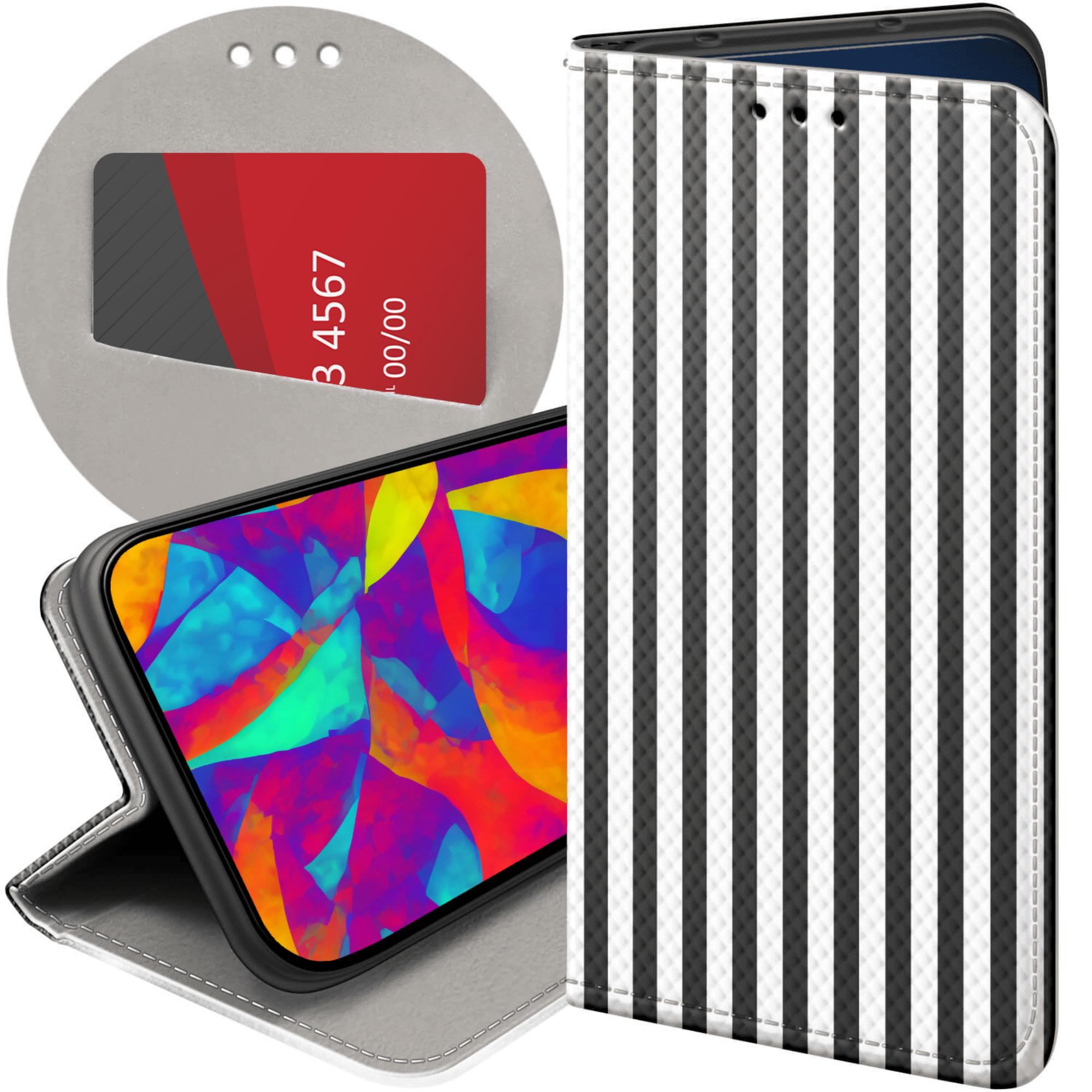 Etui Z Klapką Do Motorola Moto G14 Paski Linie Fale Futerał Pokrowiec