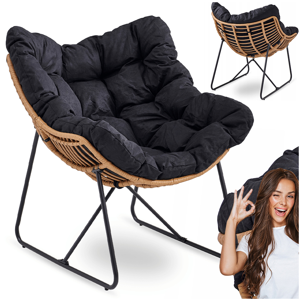 Zahradní odpočinkové křeslo Na Terasu Zahrada do obývacího pokoje Černá Fin