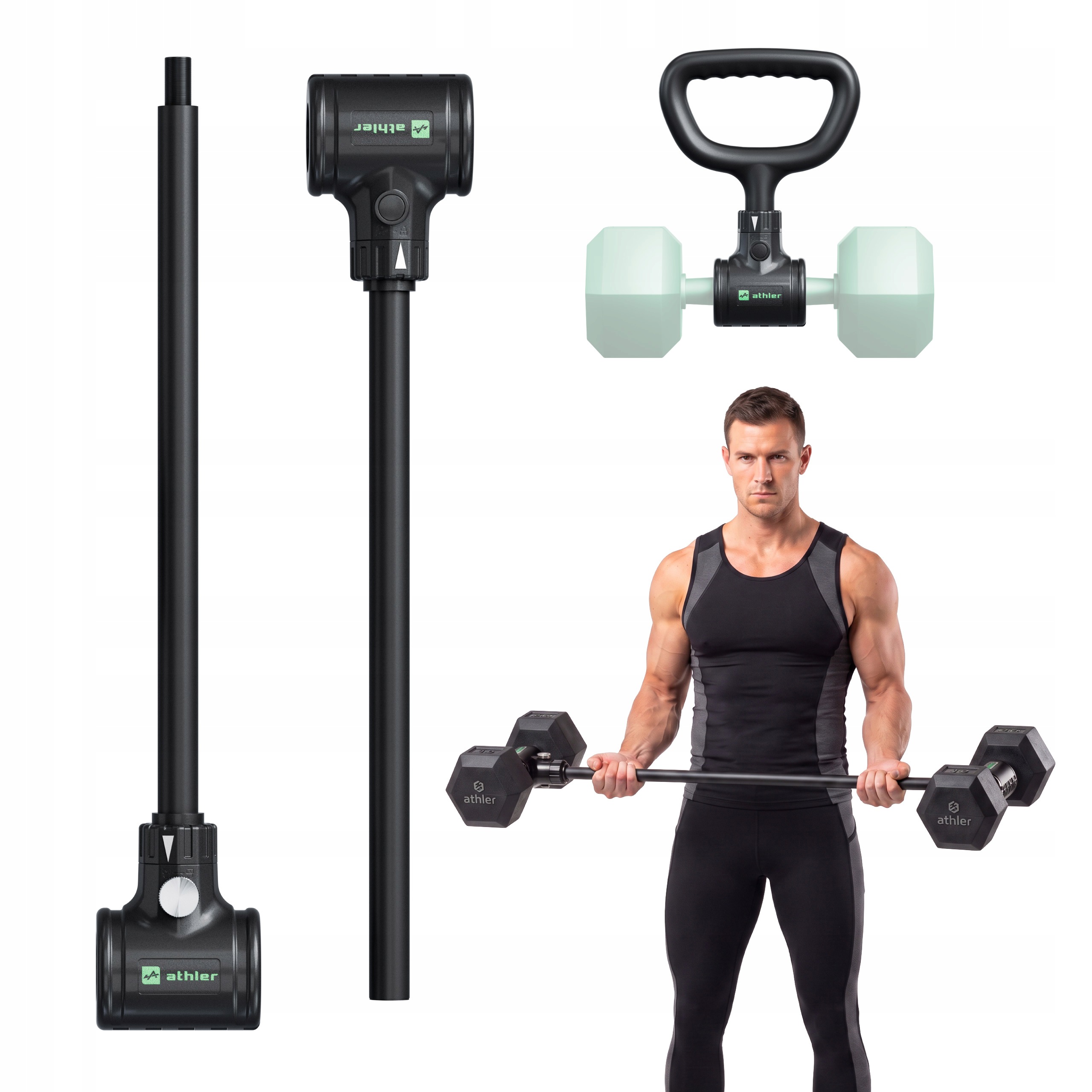 Konvertor na Gryfu 80kg Athler Adaptéry držáky činek kettlebell činka