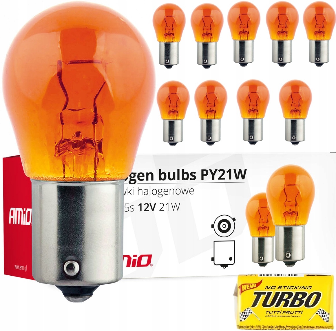Żarówki PY21W BAU15s 12V 21W Amber Pomarańczowe do auta samochodu *10SZTUK*
