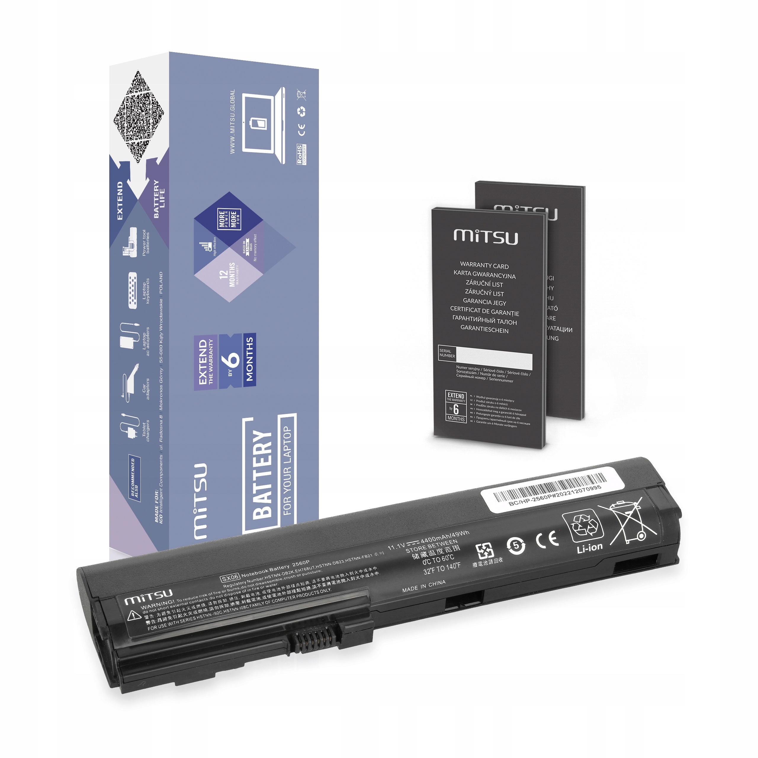 Bateria SX06 do Hp EliteBook 2560p EliteBook 2570p