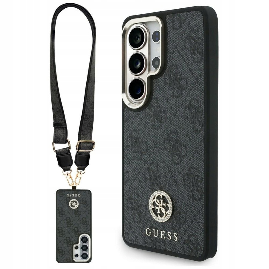 Guess 4G Big Rhinestone Triangle Strap Pouzdro s páskem pro Galaxy S26 Ultra