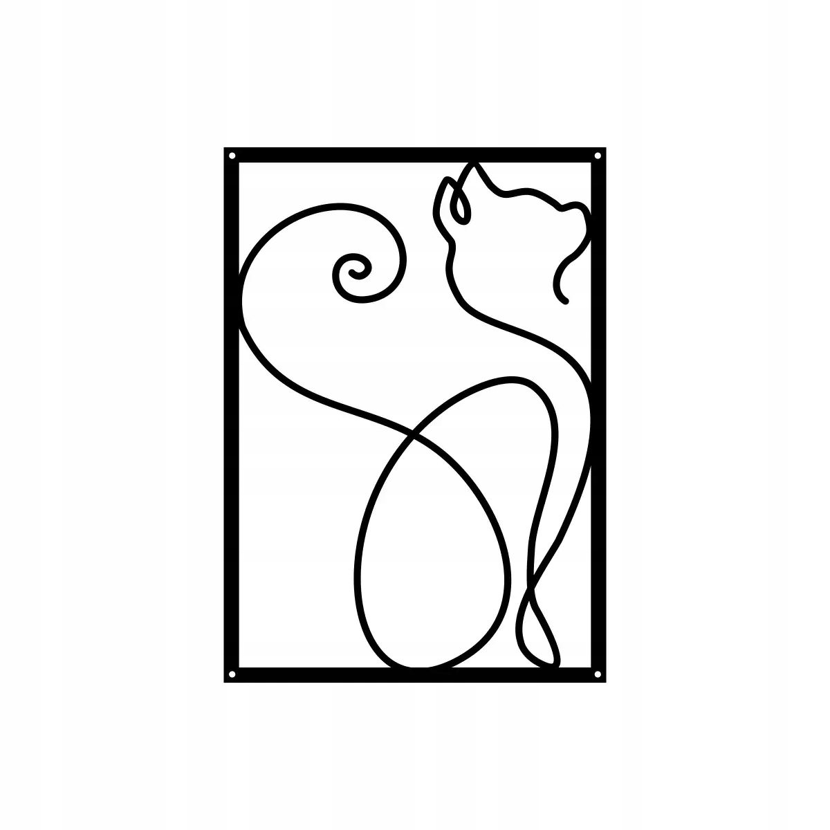 Kovový Dekor Čierny Oceľový s hrúbkou 2 mm Obraz na stenu Mačka