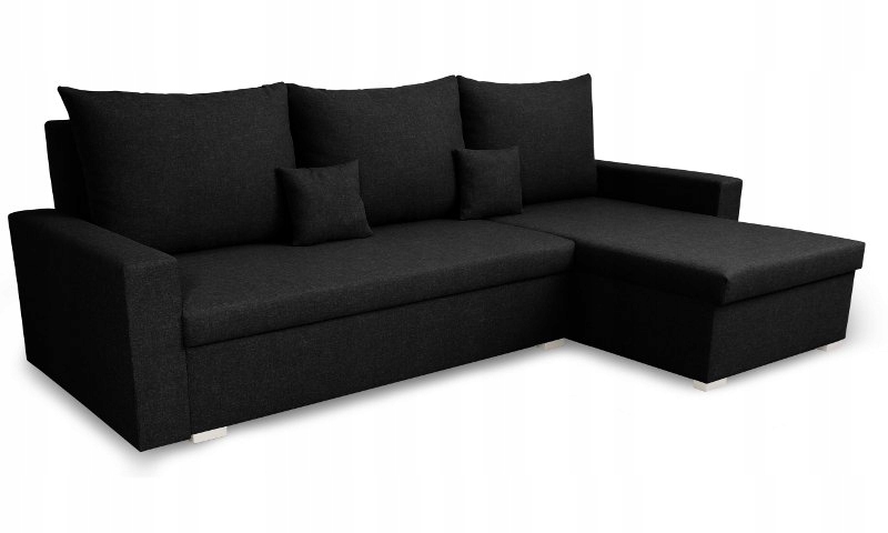Narożnik kanapa z funkcja spania MONDO czarny
