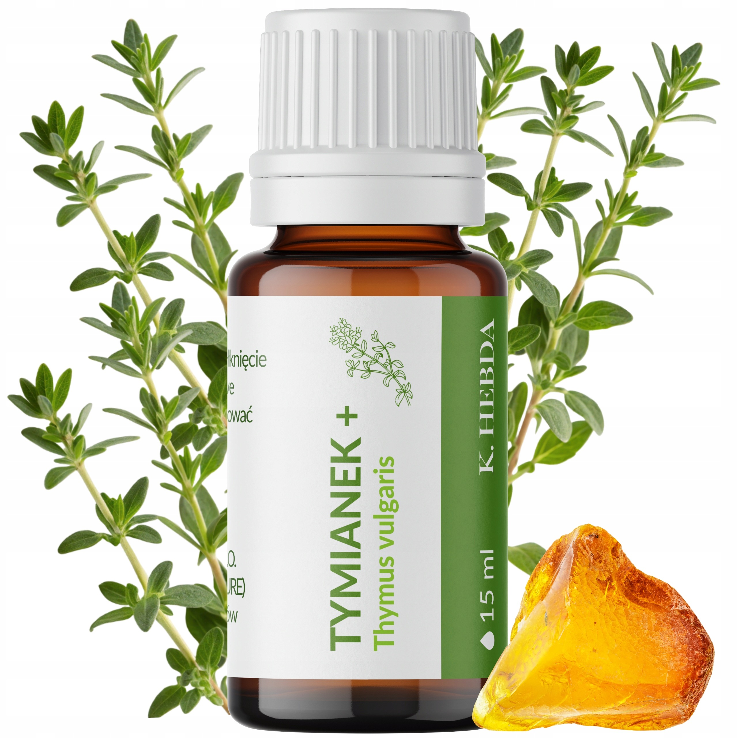 Olejek Eteryczny Tymiankowy Plus Z Copaiba Ziołowy Lekki Zapach 15ml Hebda
