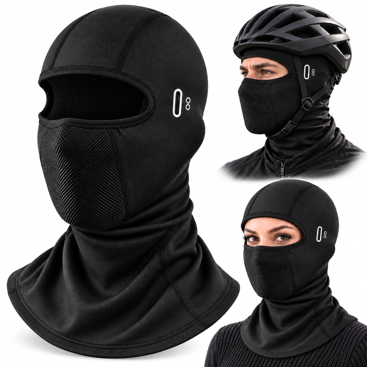 Kominiarka Motocyklowa Pod Kask Siatka Oddychająca Balaclava Czarna Długa