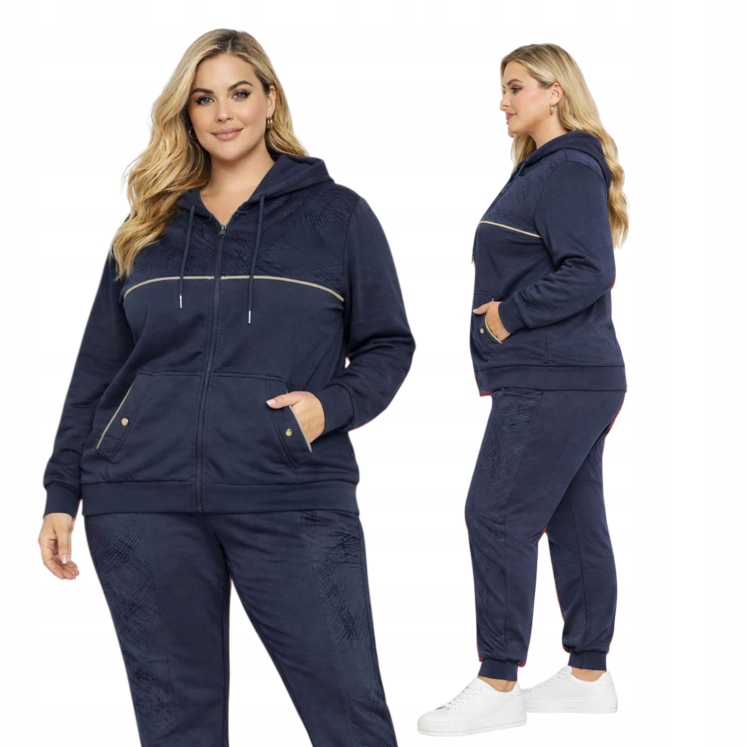 Tepláková Souprava Plus Size Zip Kapuce Bavlna Teplákovka Sportovní 50 52 5XL 6XL
