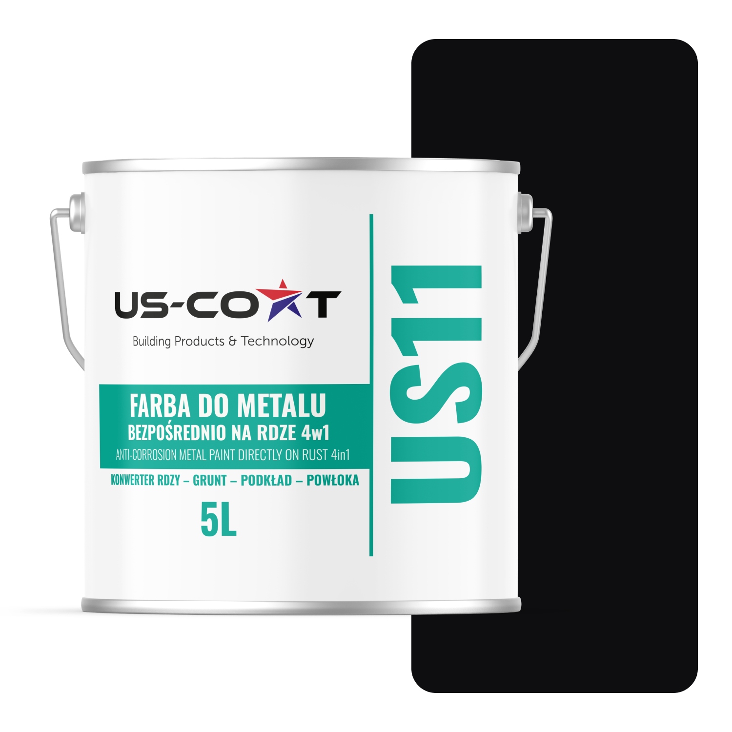 Farba Na Kov Na Hrdzu Plech Pozinkovaná 4v1 Farba Čierna RAL9005 Lesk 5L