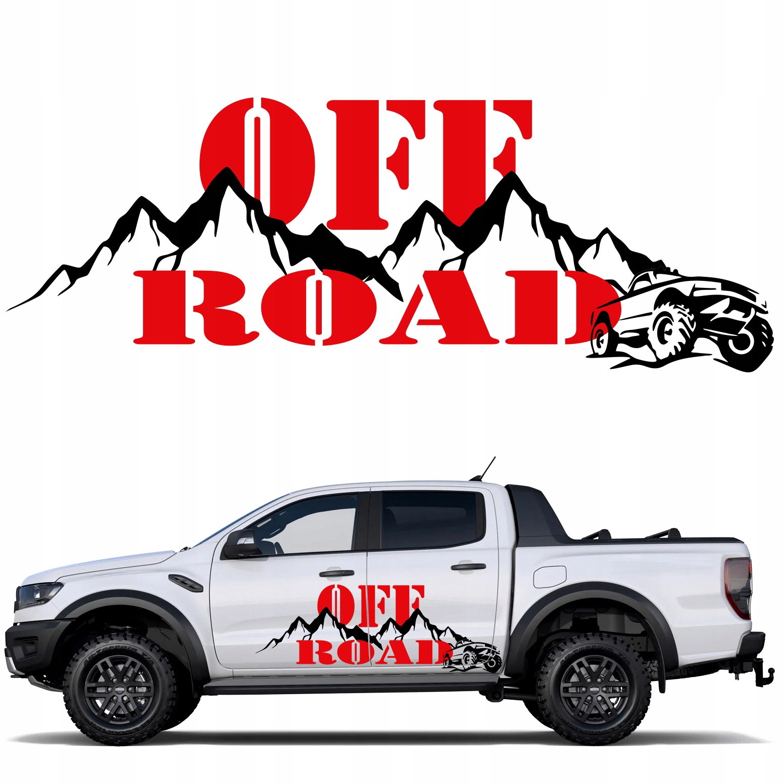 Samolepka Grafika na auto Jeep Motiv Off Road 4X4 Hory 40x112