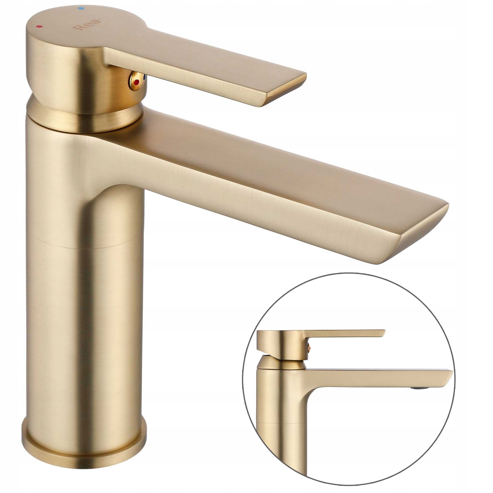 Umývadlová batéria Zlatá Nízka Rea Argus Kartáčovaná Stojaca Na Umývadlo