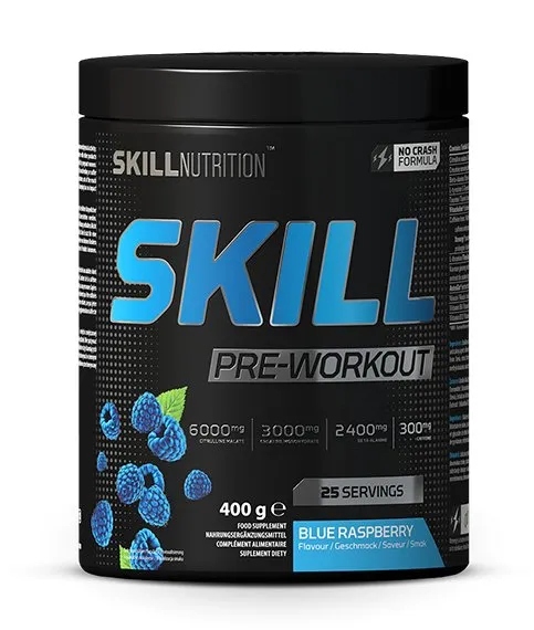 Skill Nutrition Skill Pre-Workout Malinový prášek 400 g