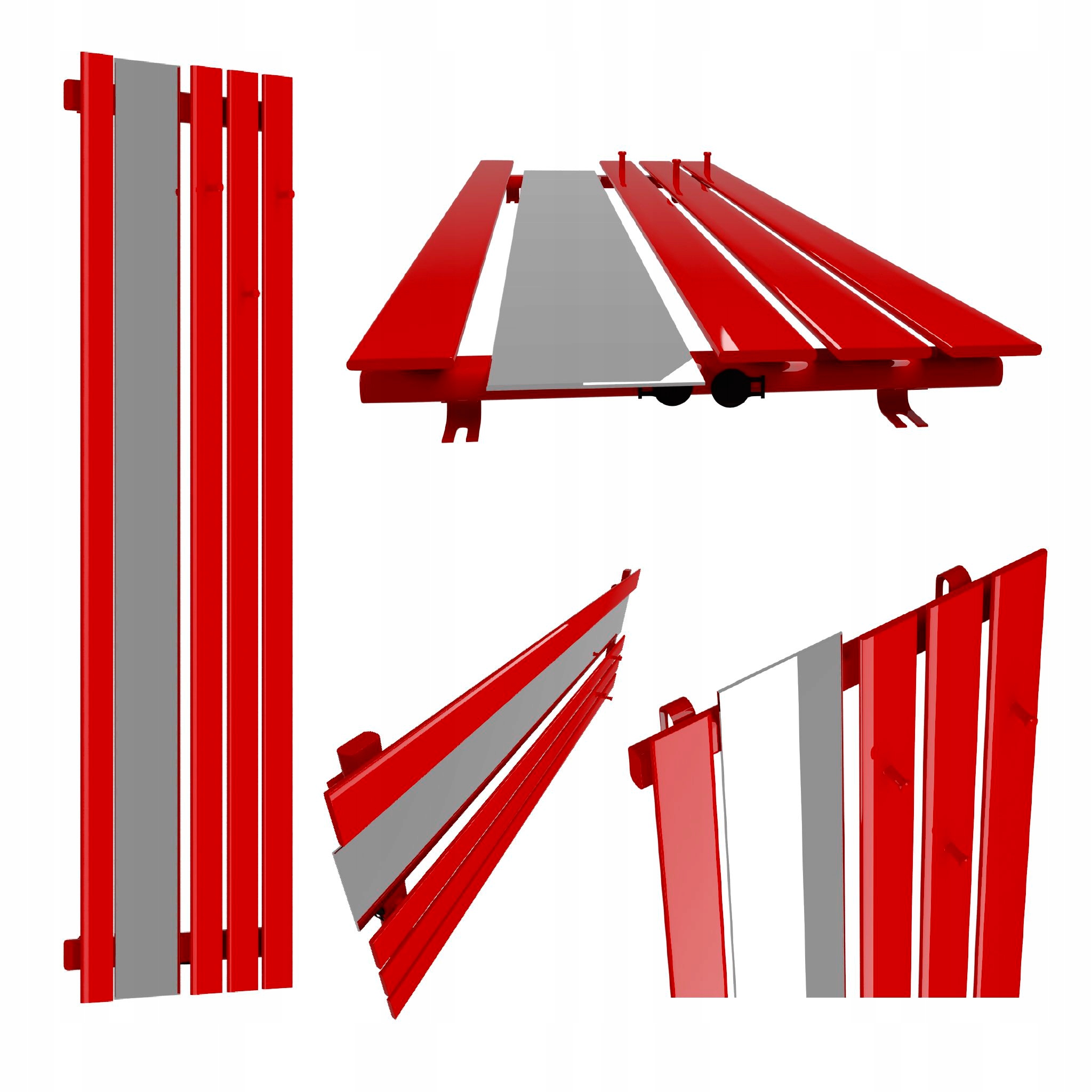 Dekorativní radiátor s věšáky zrcadlo Bello Hook Mirror 100x52 Červený
