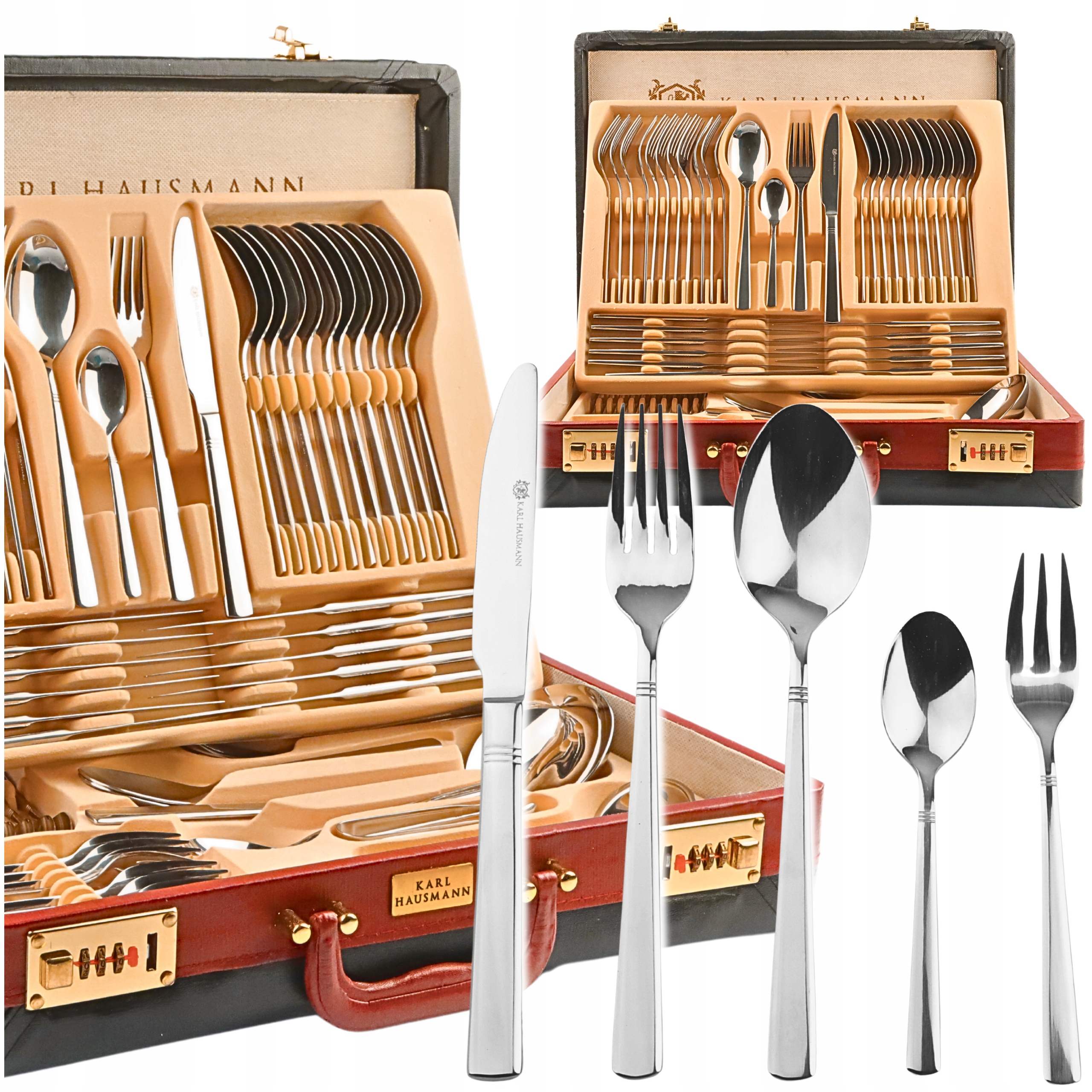 Komplet Příborů Kufr Sada Příborů Nerezová Ocel 72EL Pro 12 Osob