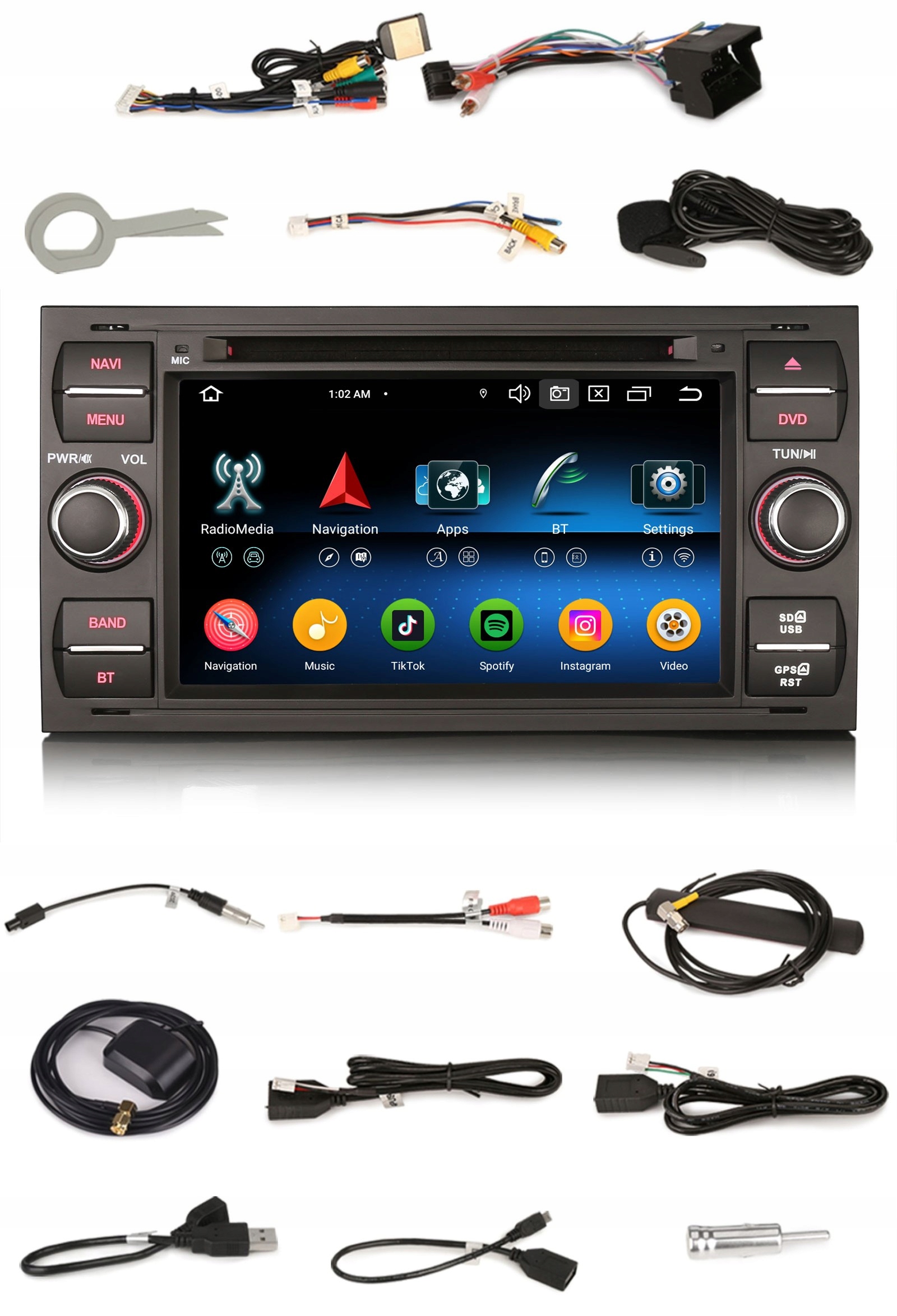 Rádio 2DIN Android pro Ford Connect, Focus 2, C-Max, S-Max 4/64 Gb Dsp CarPlay Lte