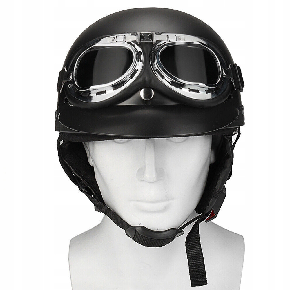 KASK MOTOCYKLOWY Z GOGLAMI OCHRONNYMI, KASK NA SKUTER, MOTOROWER, CHOPPER Model Kask Motocyklowy