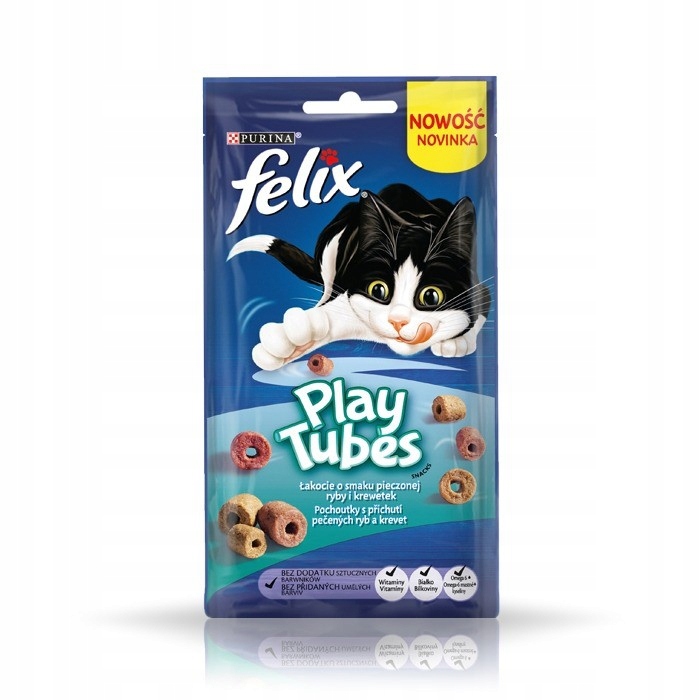 Felix Play Tubes Ryba, Krevety pamlsek pro kočky 50 g