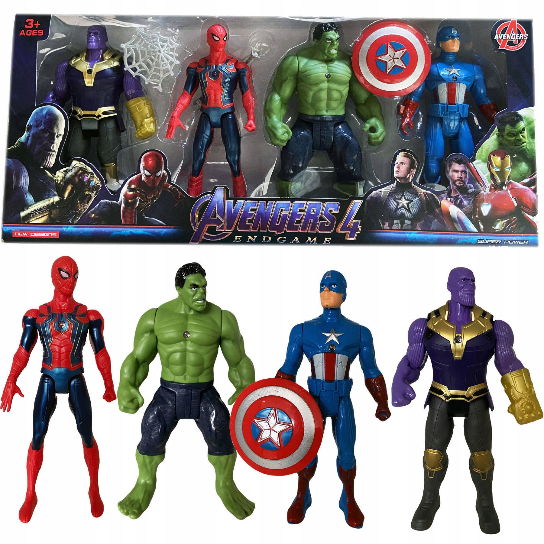 

Avengers Zestaw 4 Figurki Hulk Spiderman Ameryka