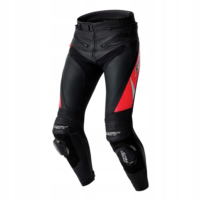 Kožené Motocyklové Nohavice Rst Tractech Evo D3O Black Fluo Red (XL)